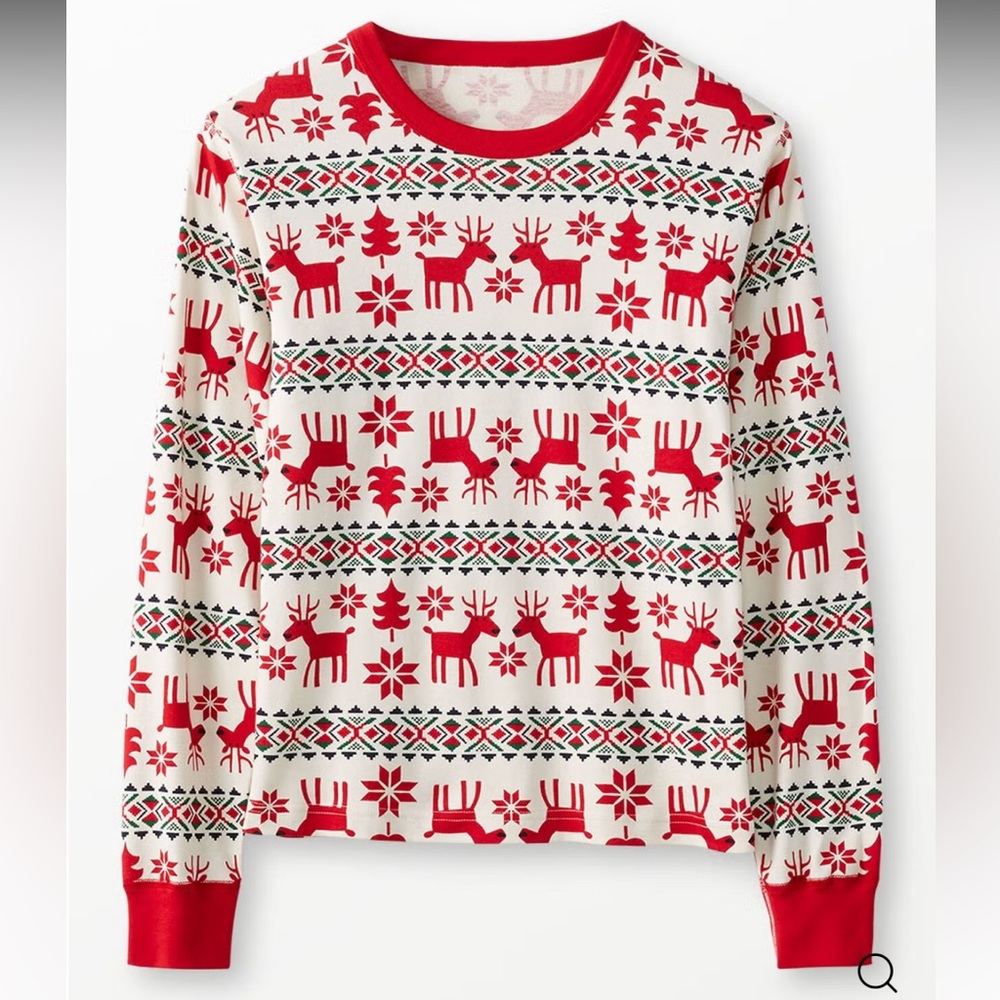 Hanna Andersson Holiday Pajamas Deer Dear Fair Isle Women’s top size M